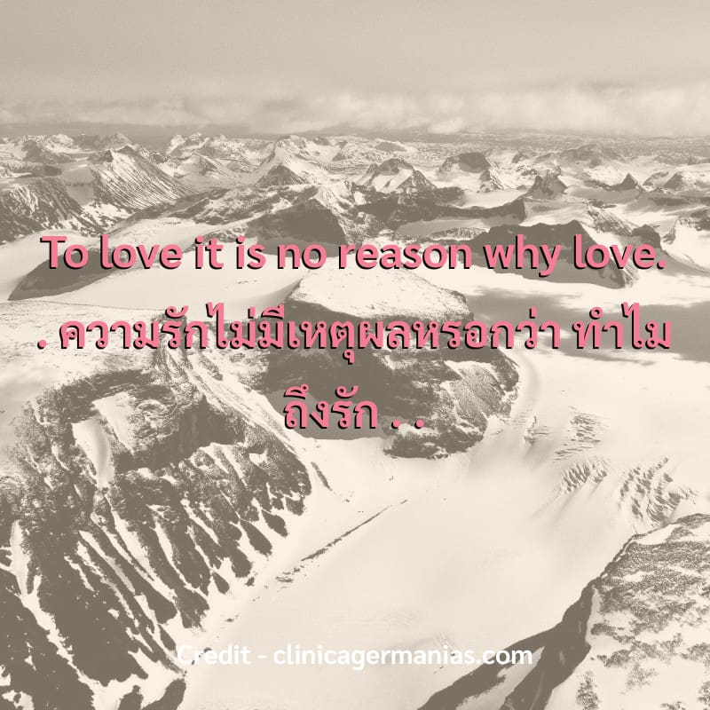 To love it is no reason why love. 
.
ความรักไม่มีเหตุผลหรอกว่า ทำไมถึงรัก
.
.
