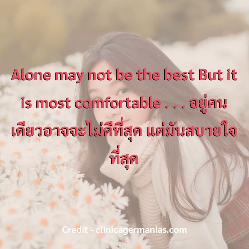 Alone may not be the best But it is most comfortable
.
.
.
อยู่คนเดียวอาจจะไม่ดีที่สุด แต่มันสบายใจที่สุด
